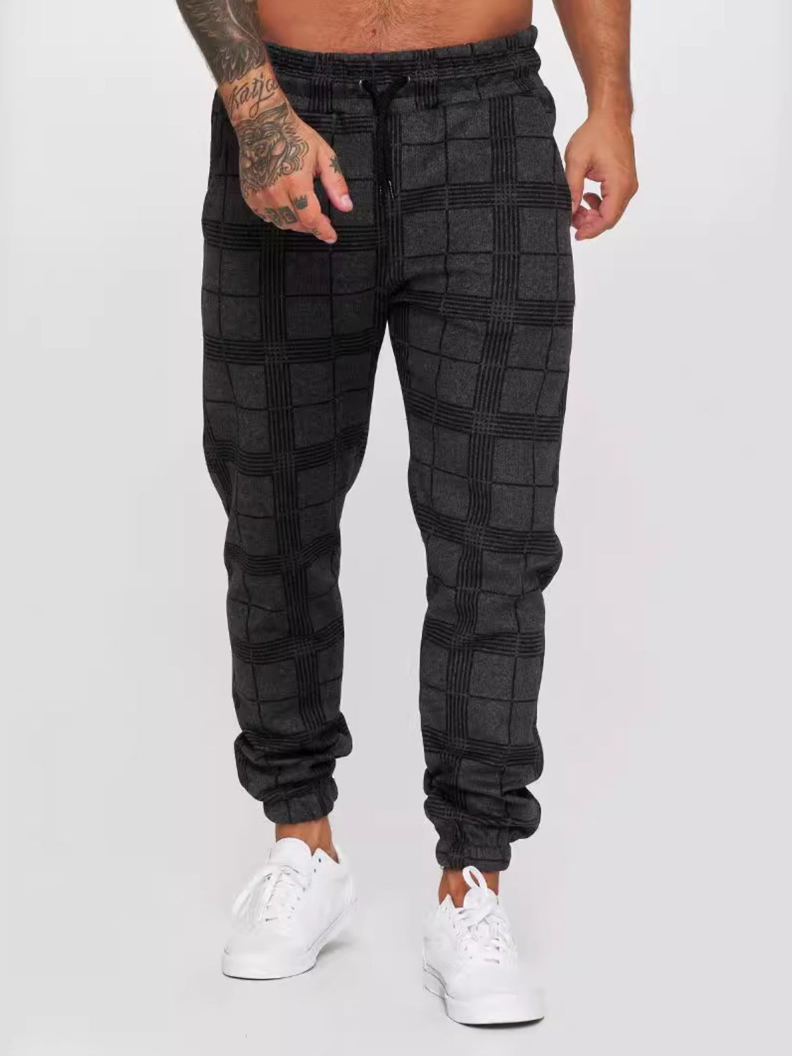 Men's Plus Size Plaid Drawstring Pants
