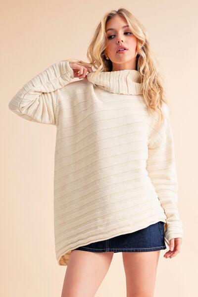 Aemi + Co Asymmetrical Side Slit Turtleneck Sweater