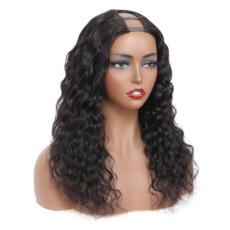 U Part Wig Water Wave Human Hair Wigs For Black Women Brazilian Remy HBrand Name: BeumaxWigs Length: longHair Grade: 10A Grade Weight: 180% is 230g, 200% is 300gMaterial Grade: Remy HairMaterial: Human HairMade Method: Machine MadeCan Be Permed: YesItems