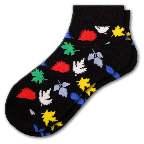 Women's Leaf Pattern Ankle Combed Cotton Socks