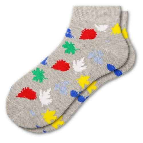 Women's Leaf Pattern Ankle Combed Cotton Socks