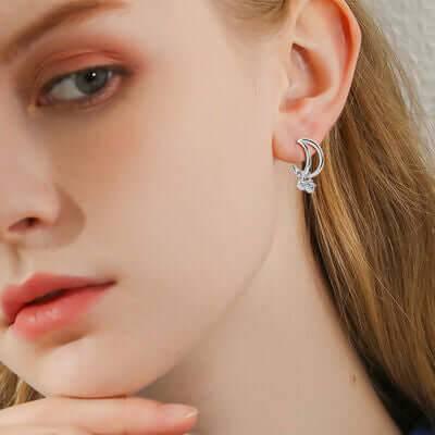 925 Sterling Silver Moissanite C-Hoop Earrings - Clothes For Her Online Store