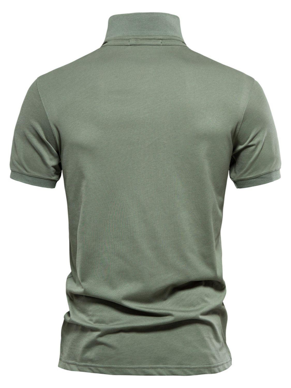 Men's Embroidered Collared Short Sleeve Polo - Clothes For Her Online Store