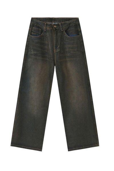 Wide Leg Men's Jeans with Pockets