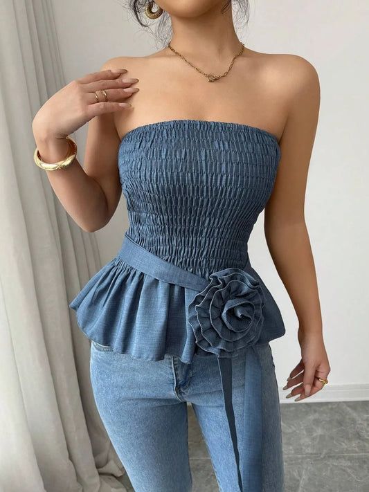 Flower Smocked Tube Top