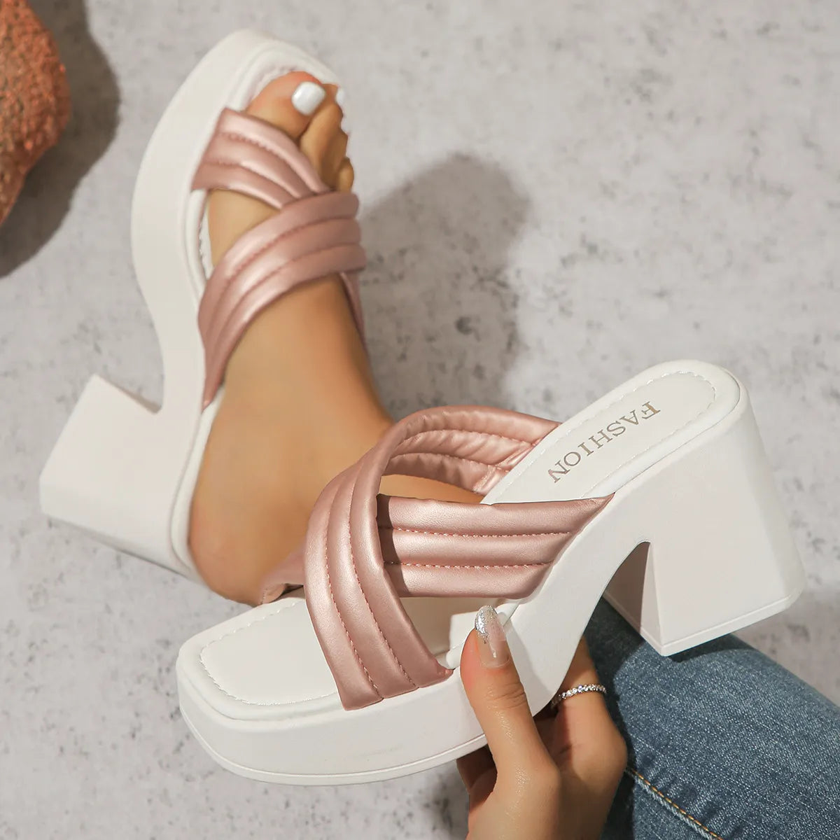 Open Toe Block Heels Sandals