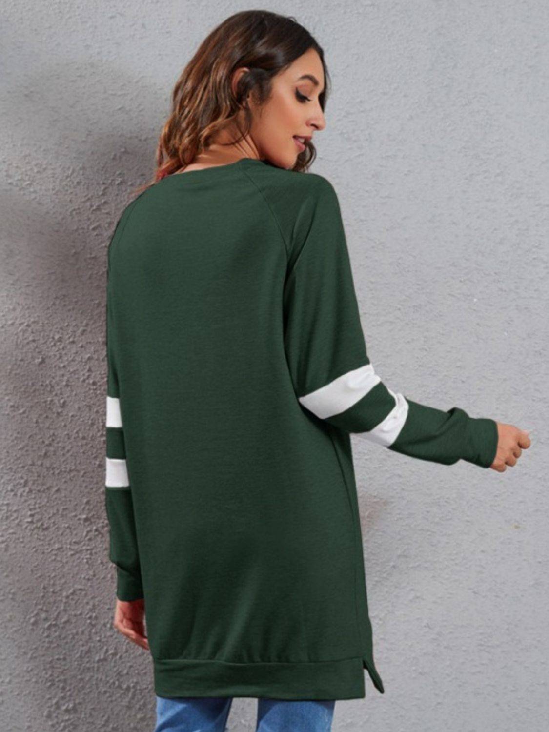 Full Size Striped Round Neck Long Sleeve T-Shirt - Clothes For Her Online Store