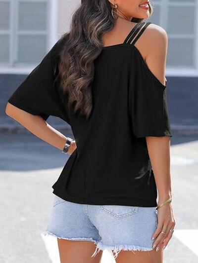 Asymmetrical Neck Half Sleeve T-Shirt