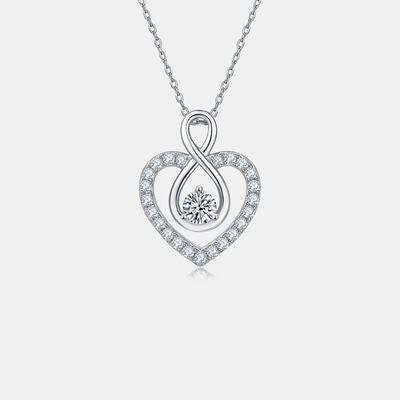1 Carat Moissanite 925 Sterling Silver Heart Shape Necklace - Clothes For Her Online Store
