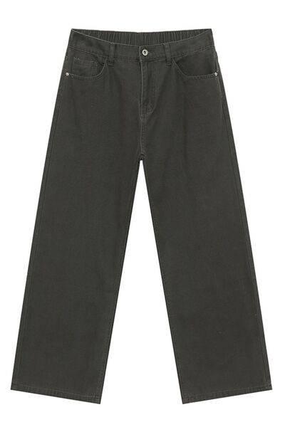 Straight-Leg Jeans with Back Elasticated Waistband