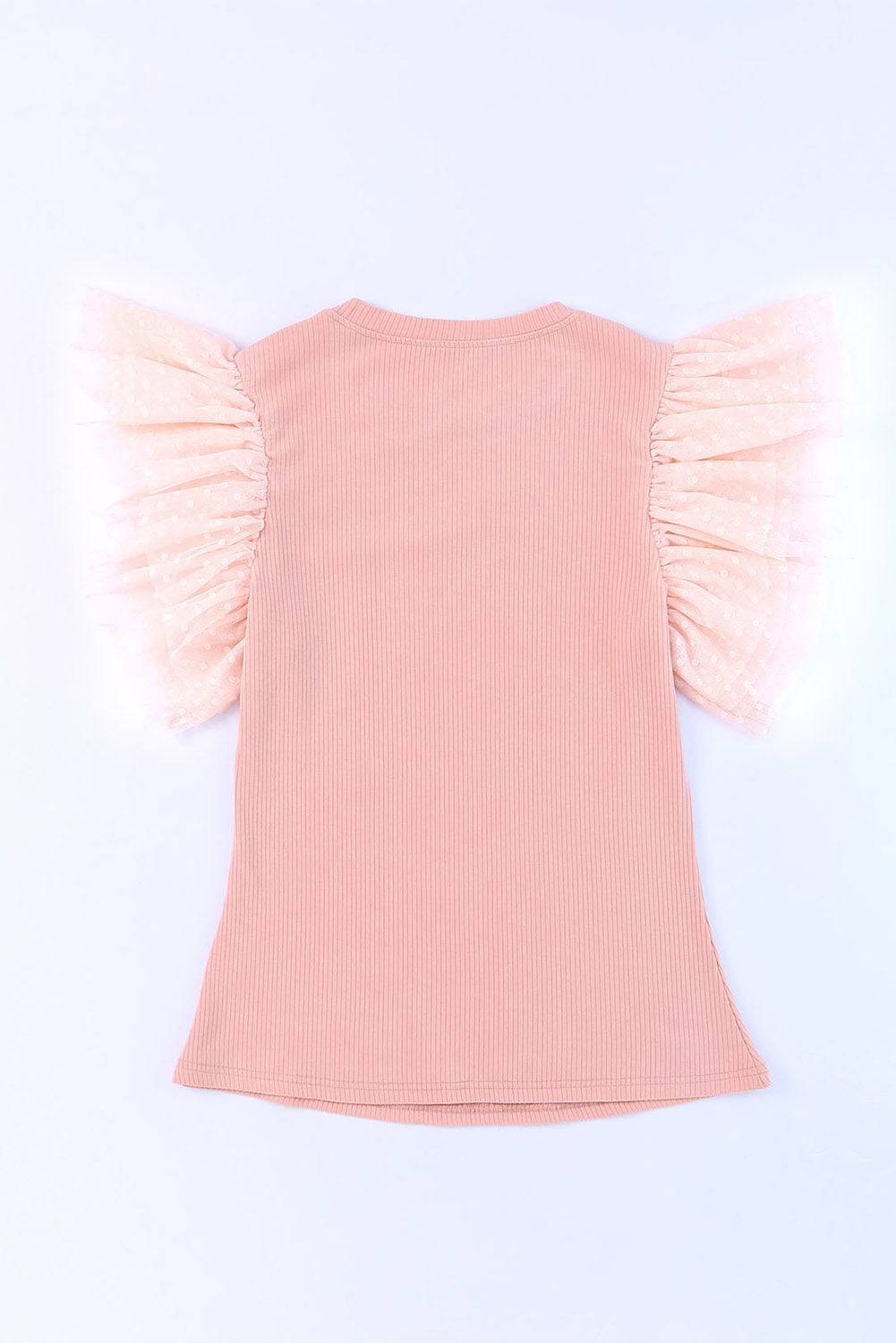 Ruffled Round Neck Cap Sleeve Blouse - Clothes For Her Online Store