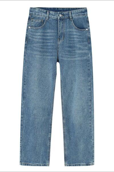 Straight Leg Jeans with Pockets - Clothes For Her Online Store