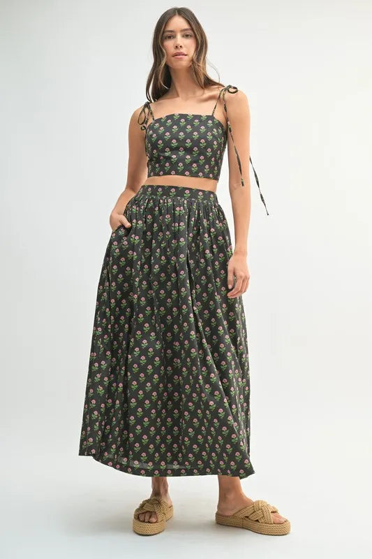 MABLE Floral Crop Top and Skirt Set - Clothes For Her Online Store