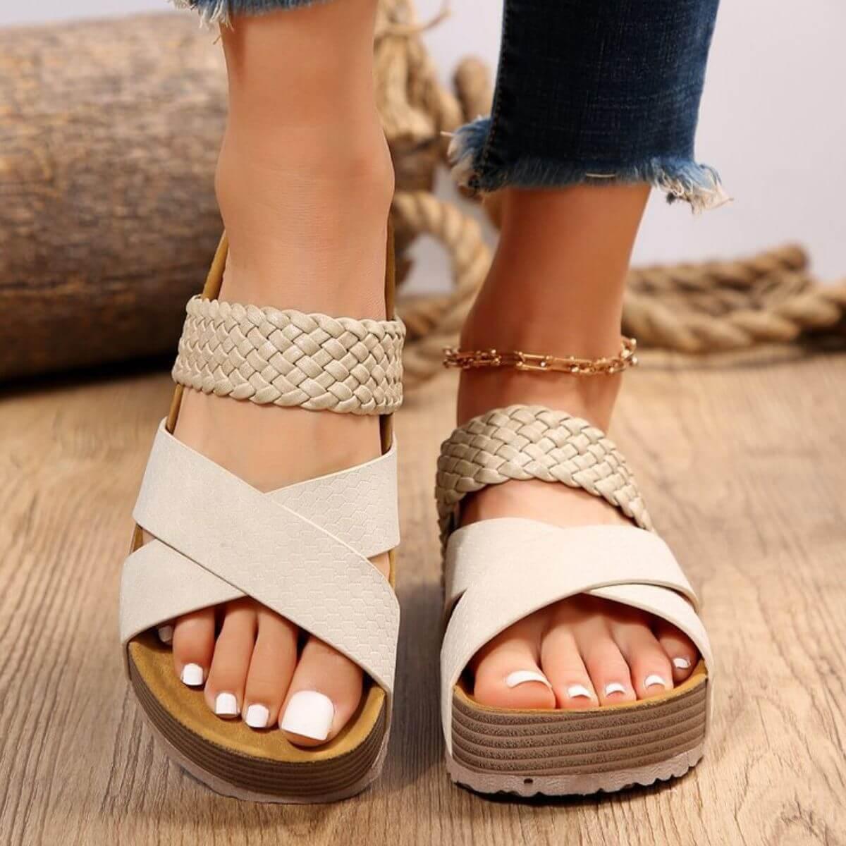 Crisscross Open Toe Platform Sandals