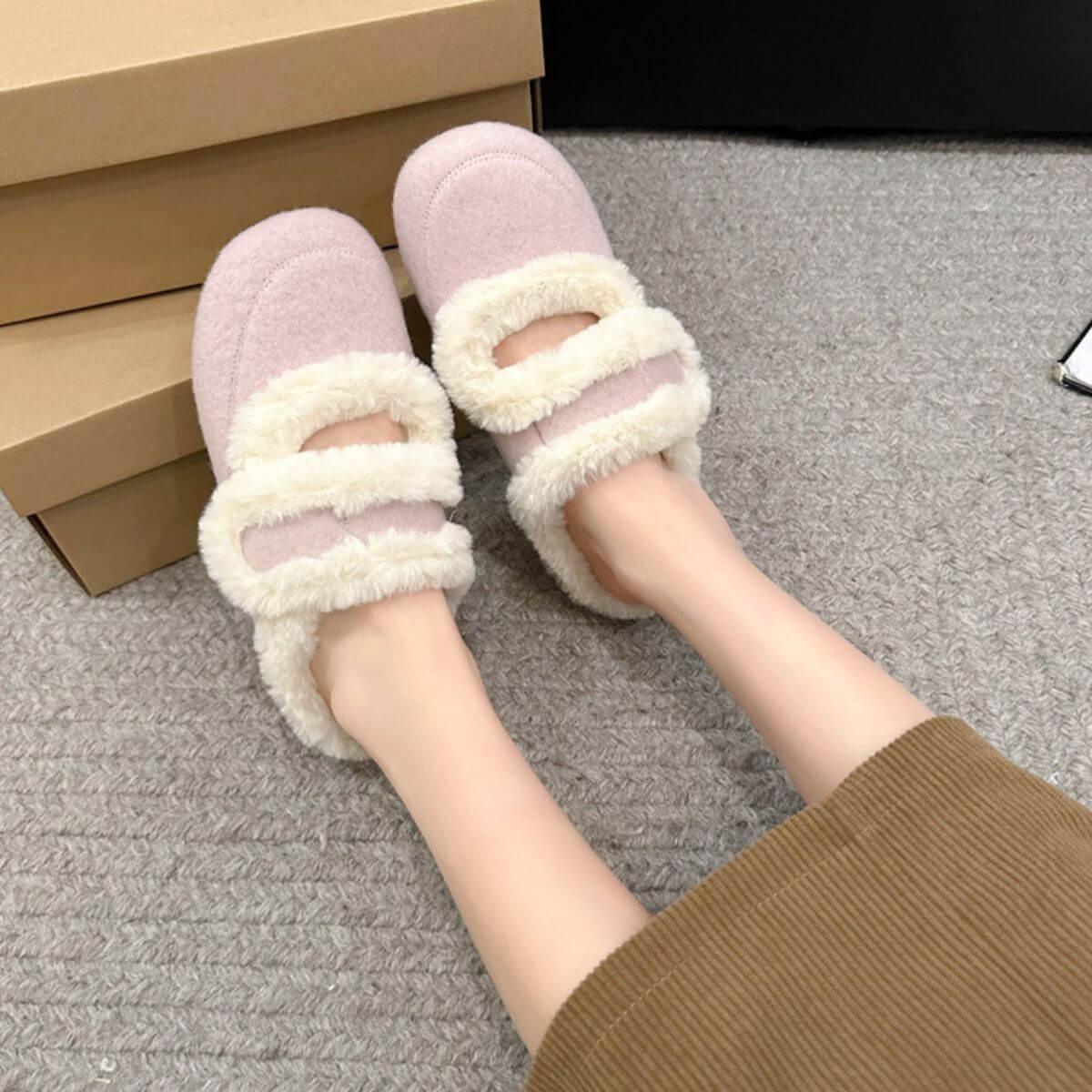 Round toe Flats Furry Slippers