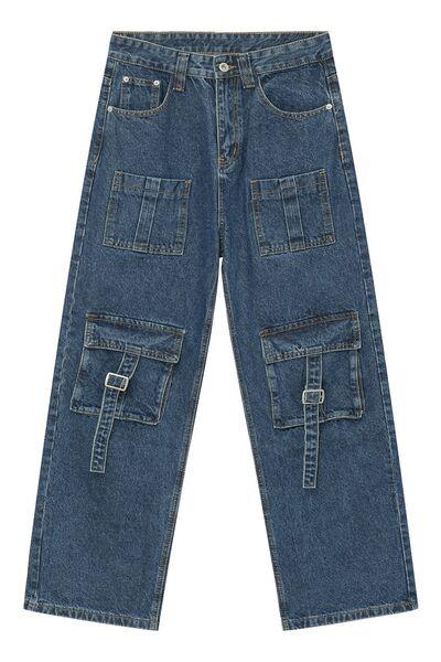 Mid Rise Men's Jeans with Cargo Pockets - Clothes For Her Online Store