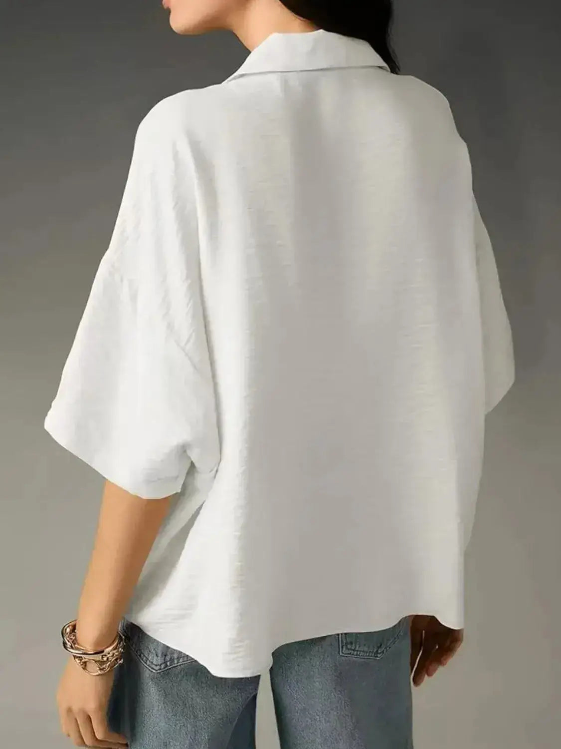 Collared Neck Half Sleeve Blouse - Clothes For Her Online Store