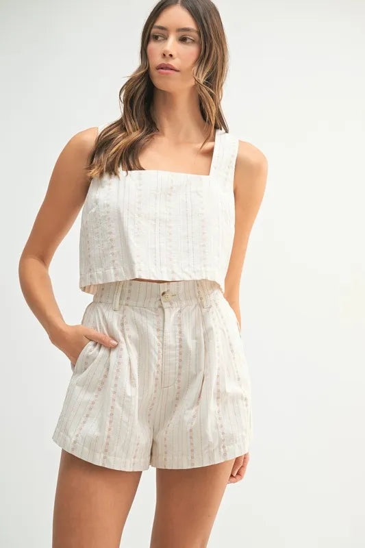 MABLE Square Neck Crop Top and Shorts Set - Clothes For Her Online Store