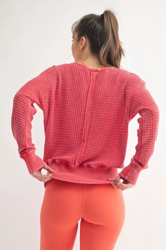 MONO B Chunky Waffle Boat Neck Sweater