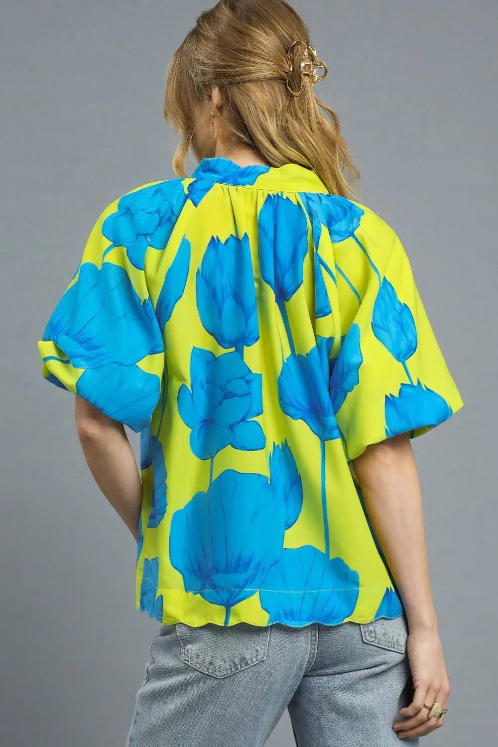 Umgee Floral Print Relaxed Fit Summer Blouse