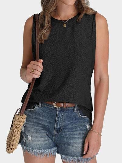 Florira Eyelet Round Neck Tank