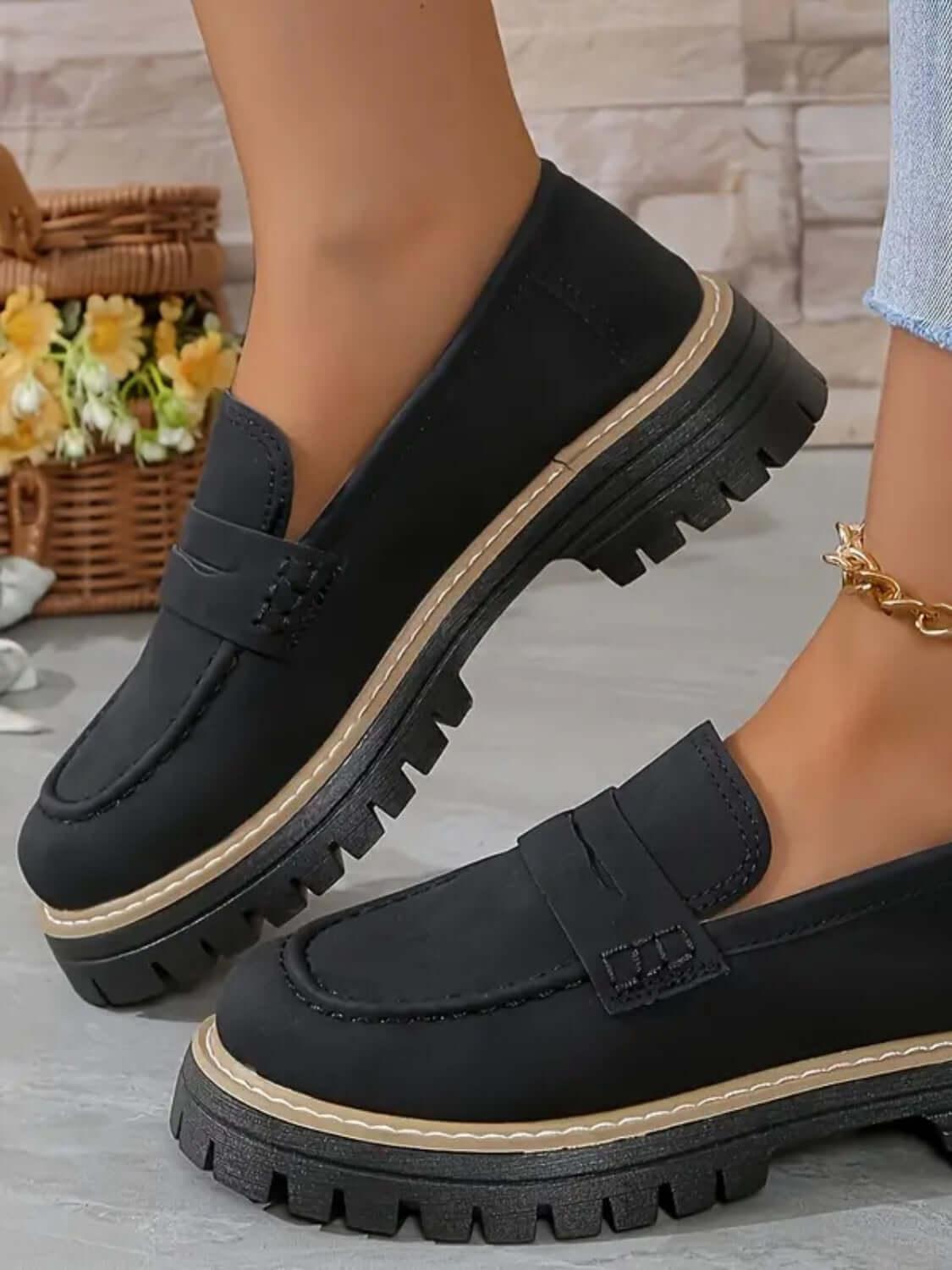 Round Toe Platform Loafers