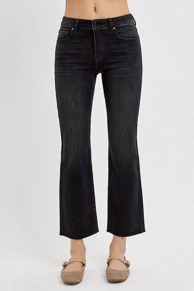 RISEN Tummy Control Mid Rise Crop Straight Jeans - Clothes For Her Online Store