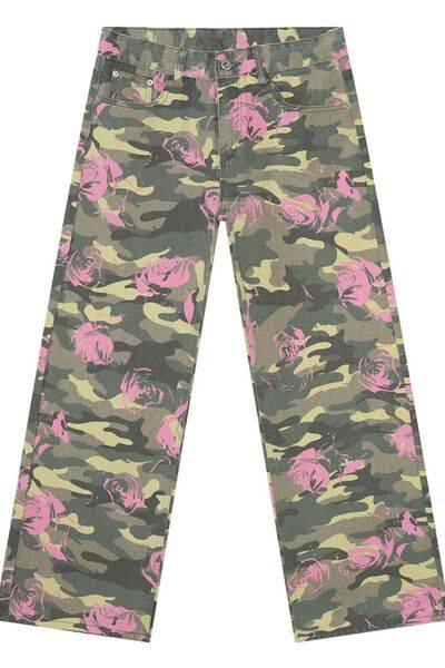 Camouflage Jeans with Pockets