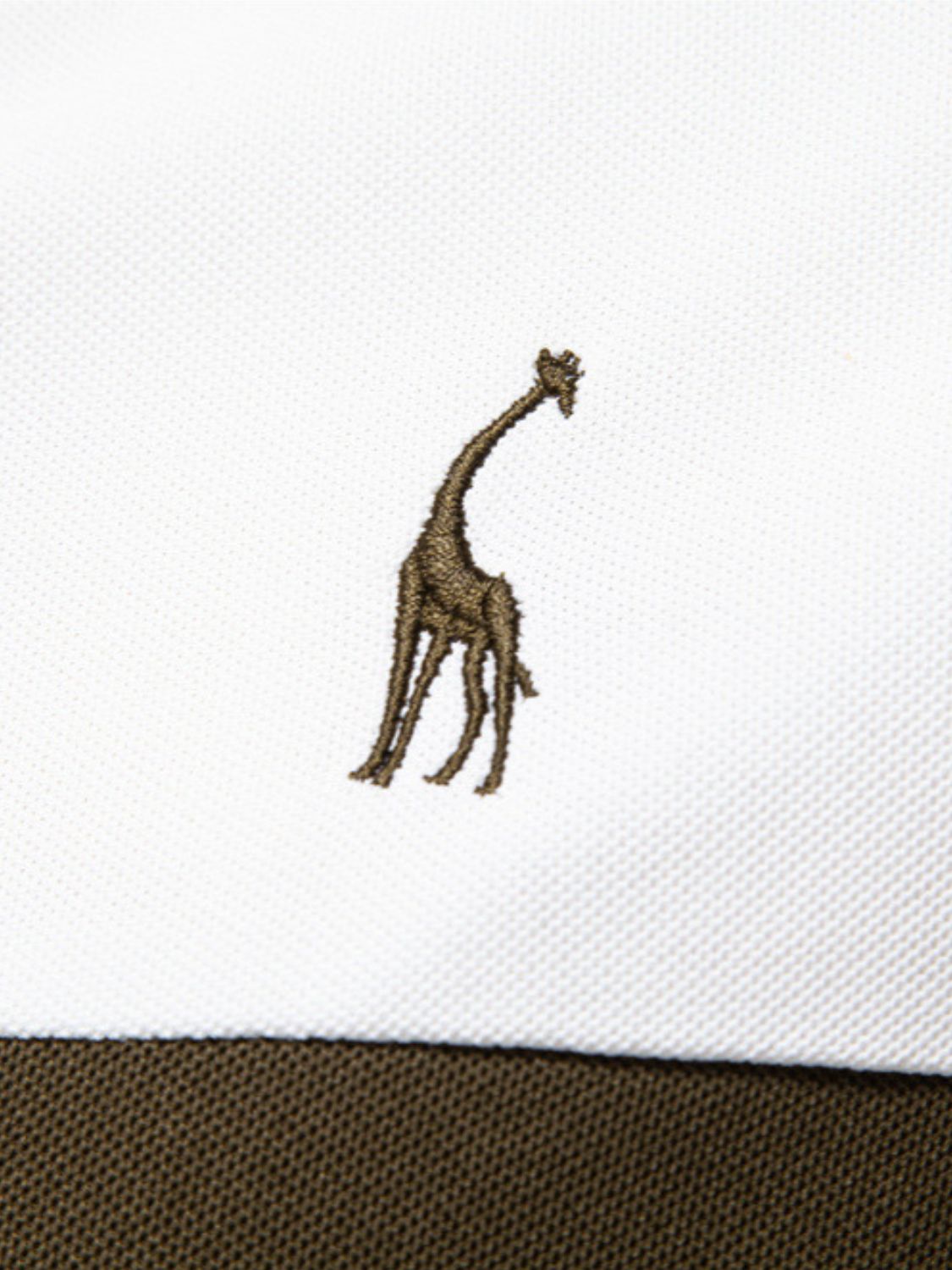 Men's Giraffe Embroidered Collared Neck Contrast Polo