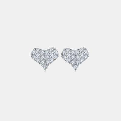 Moissanite 925 Sterling Silver Heart Stud Earrings