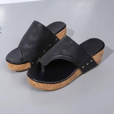 PU Leather Wedge Sandals - Clothes For Her Online Store