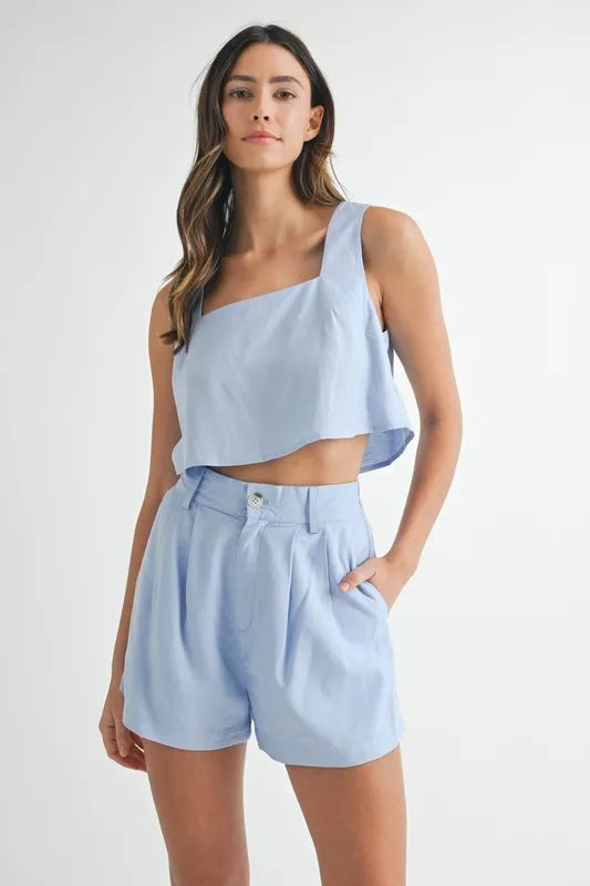 MABLE Sleeveless Crop Top and Shorts Set - Clothes For Her Online Store