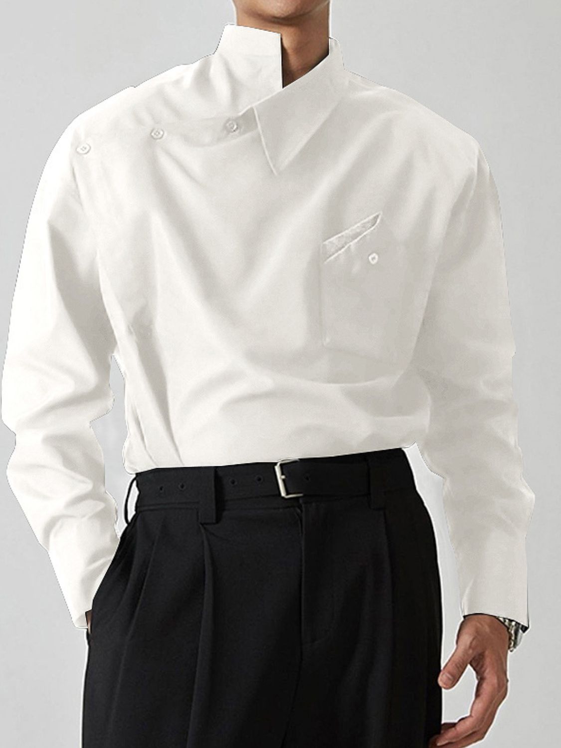 Men's Asymmetrical Long Sleeve Shirt