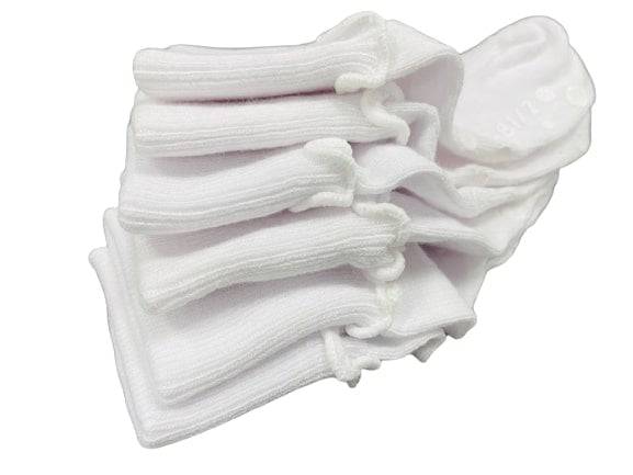 Girls Non-Skid Seamless Toe Socks - 3-Pair Pack Cotton Ruffle Edge