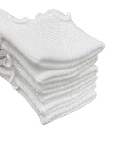 Girls Non-Skid Seamless Toe Socks - 3-Pair Pack Cotton Ruffle Edge