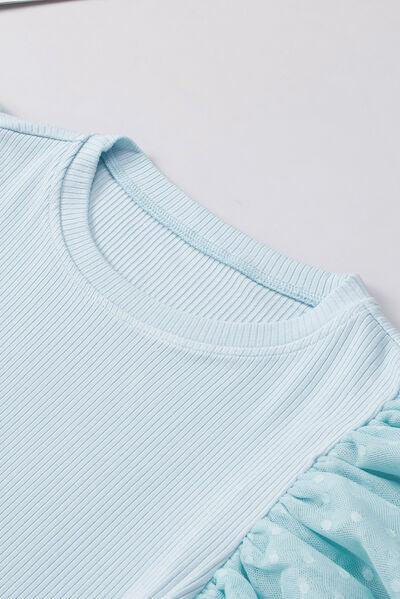 Ruffled Round Neck Cap Sleeve Top - Clothes For Her Online Store