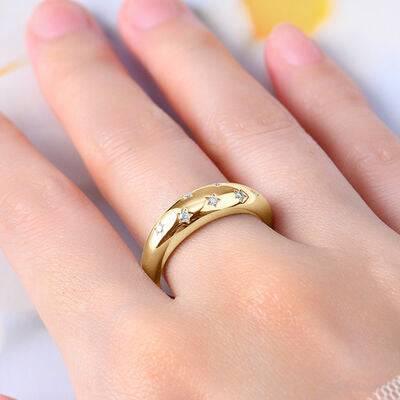 925 Sterling Silver Inlaid Moissanite Star Ring - Clothes For Her Online Store