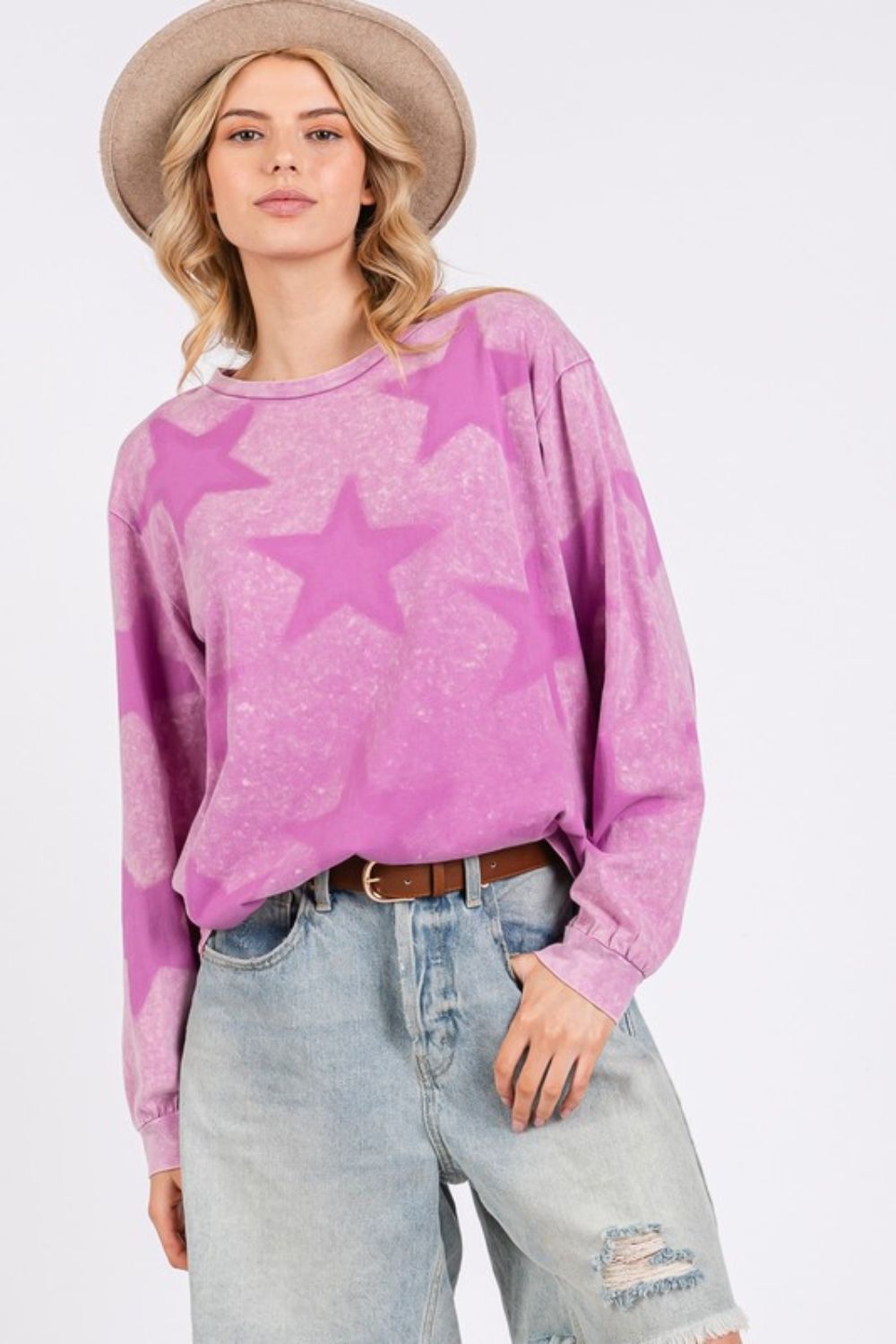 SAGE + FIG Mineral Wash Star Pattern T-Shirt - Clothes For Her Online Store
