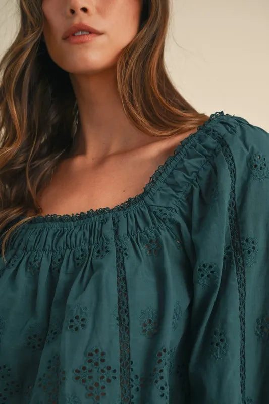 MABLE Embroidered Scalloped Lace Top and Short Set - Clothes For Her Online Store