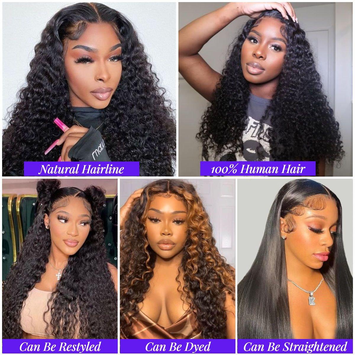 30 Inch Brazilian Raw Virgin Hair 13x6 13X4 Natural Deep Wave Glueless Frontal Human Hair Transparent HD Lace Front Wigs - Clothes For Her Online Store
