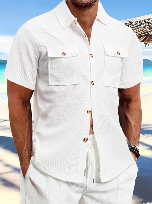 Men's Full Size Button Down Short Sleeve Shirt Plus Size - Clothes For Her Online Store