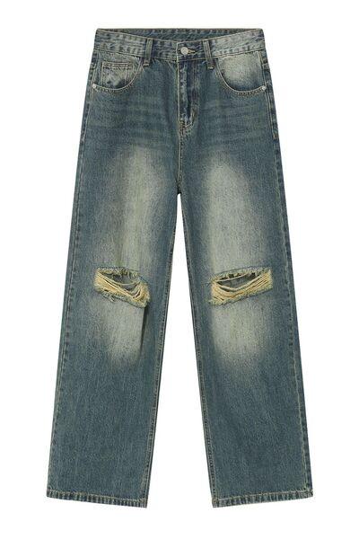 Distressed Wide Leg Men's Jeans