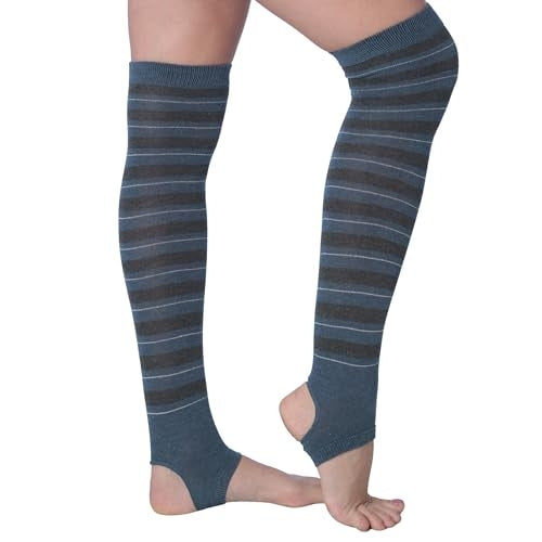 Tipi Toe Women Stirrup Striped Socks - Lightweight Girl's Toeless