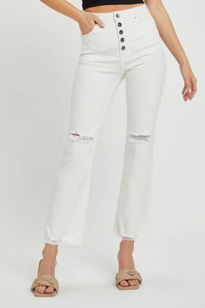 RISEN Full Size High Rise Button Fly Straight Ankle Jeans