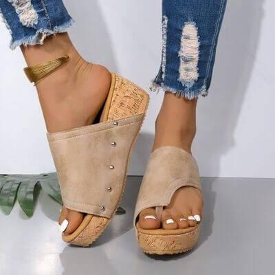 PU Leather Wedge Sandals - Clothes For Her Online Store