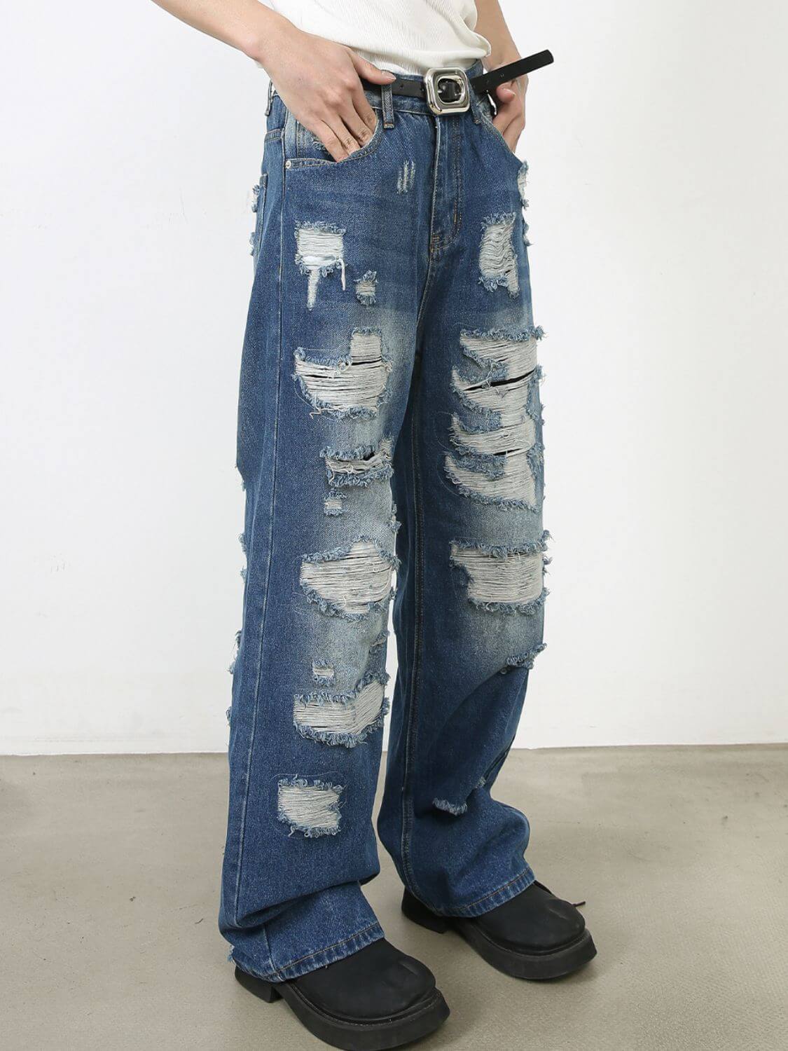 Men's Distressed Jeans with Pockets