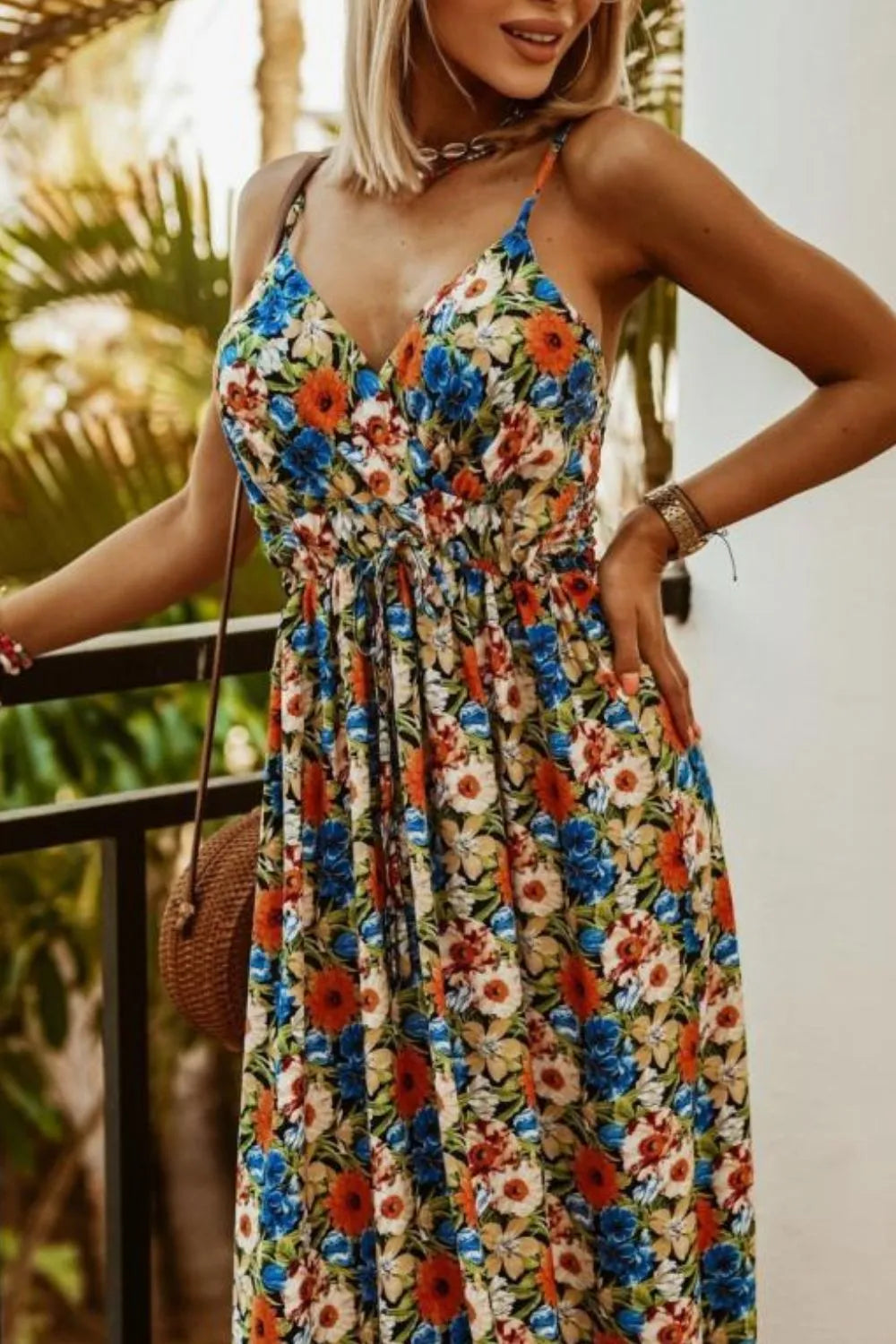 Printed Spaghetti Strap Maxi Dress