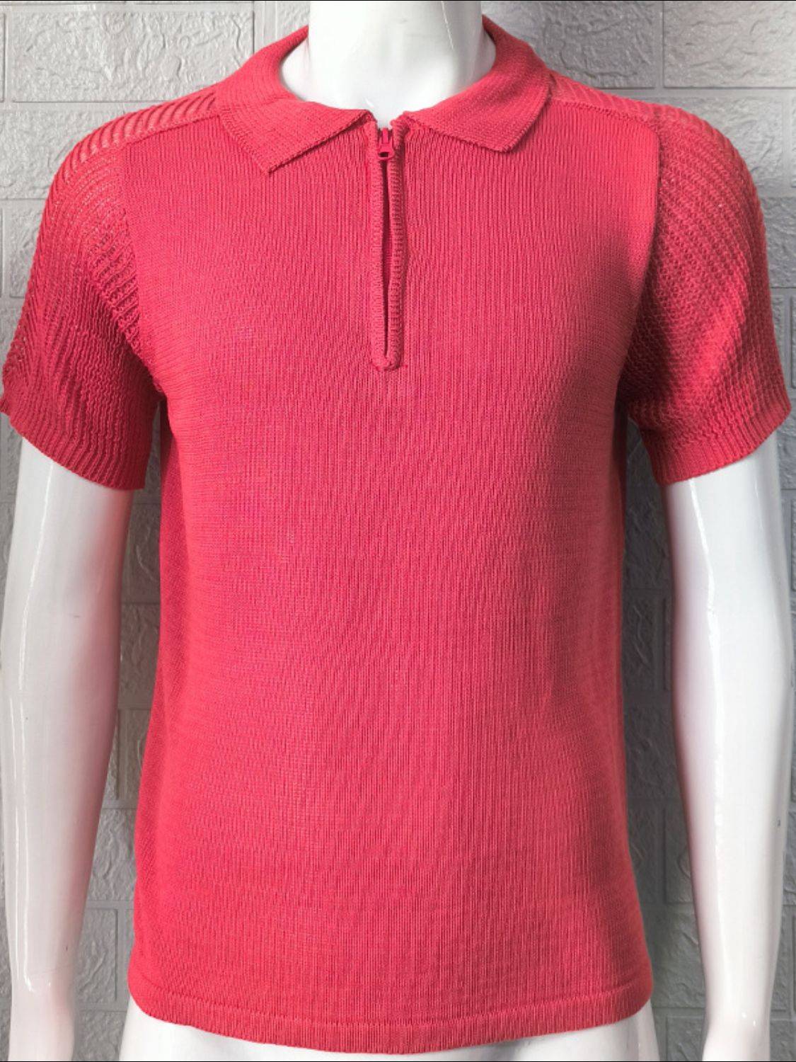 Men's Collared Neck Quarter Zip Knit Polo