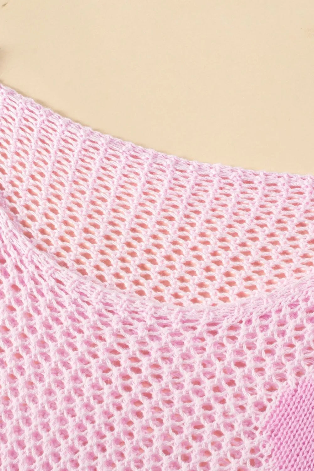 Openwork Round Neck Floral Knit Cover Up