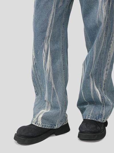 Paint Wide Leg Men's Jeans with Pockets